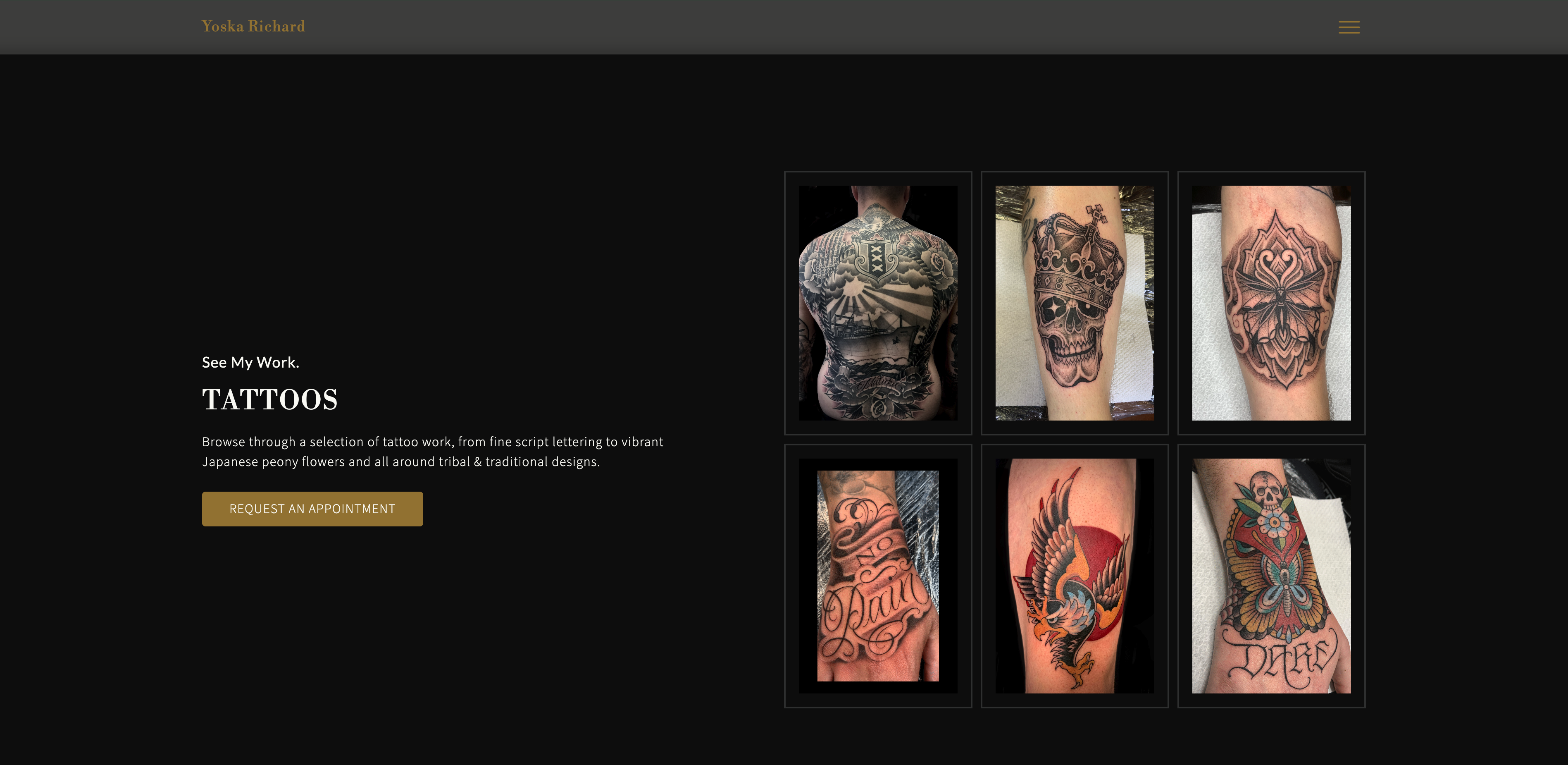 HexCreate Ui/UX Design: Tattoo website component